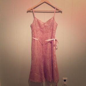 Ann Taylor pink/gold metallic party dress